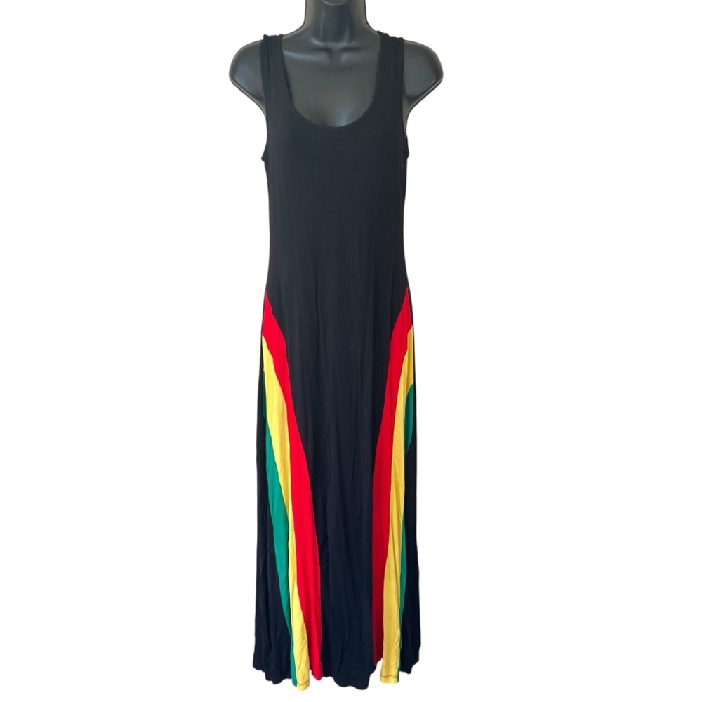 Rasta Stripe Sleeveless Racerback Maxi Dress